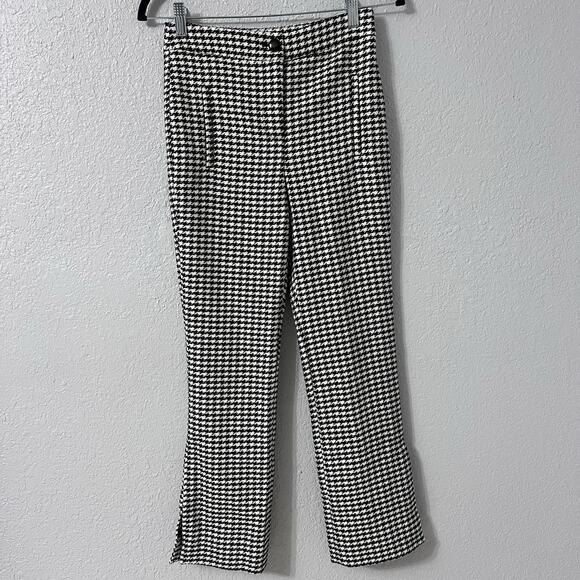 Veronica Beard Arte Houndstooth Ankle Pants with Slit Size 0 Workwear Office - Picture 1 of 8